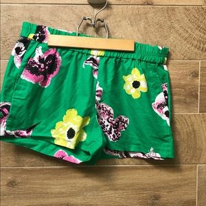 J.Crew Pull-On Short Green Floral Elastic Waist 6